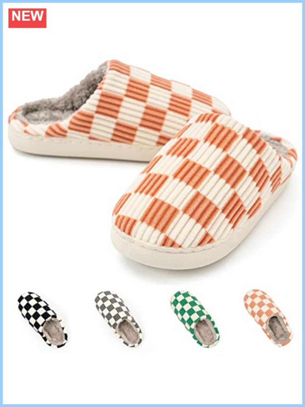 Fuzzy House Slippers with Memory Foam & Faux Fur Lining